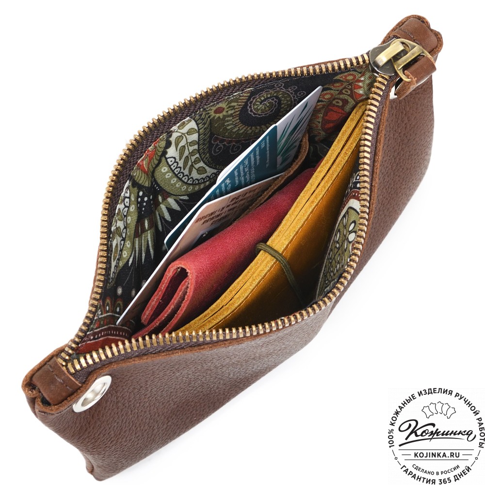 Женская кожаная сумка "Трио" (рыжий/коричневый/черный) 